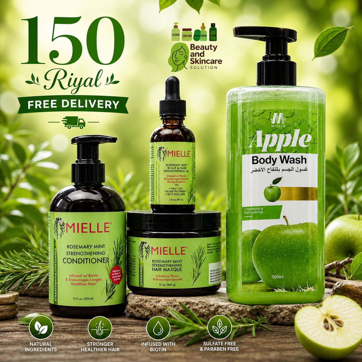 Mielle Set (With Apple Body Wash)